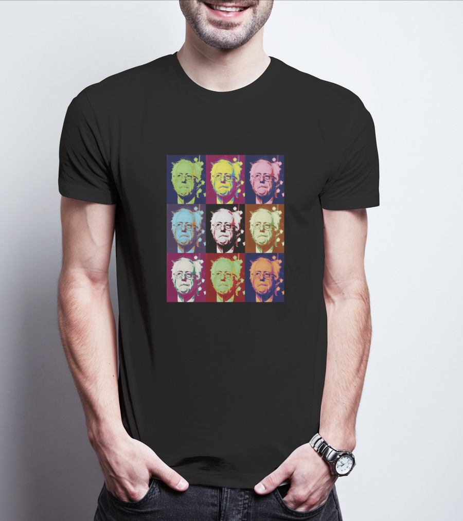 Bernie Superstar Pop Art Style Multicolor Faces T-Shirt