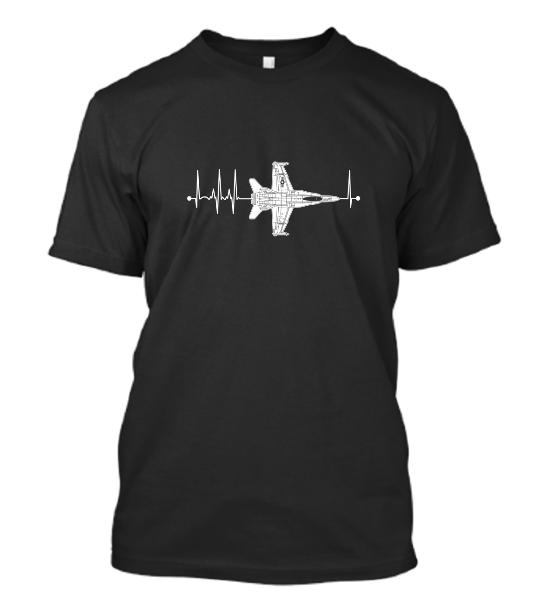 F18 Hornet Schematic Airplane With Heartbeat Pulse T-Shirt