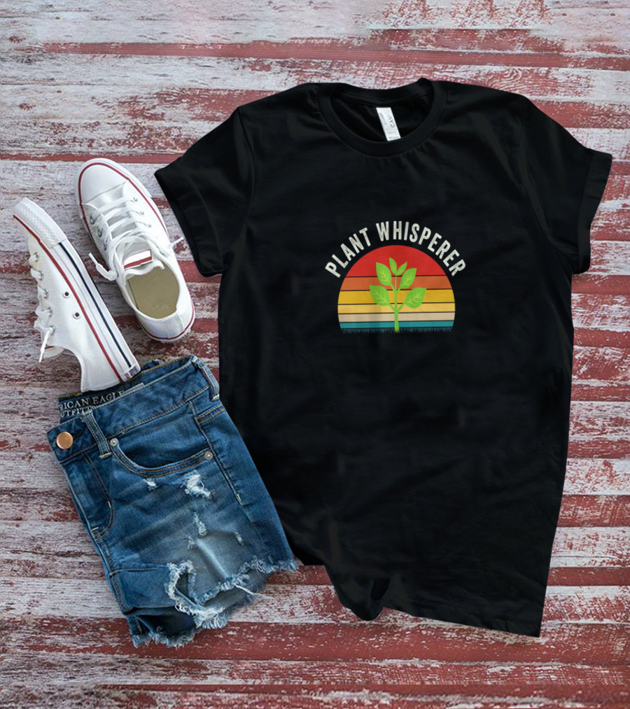 Plant Whisperer Retro Sunburst Leaf T-Shirt