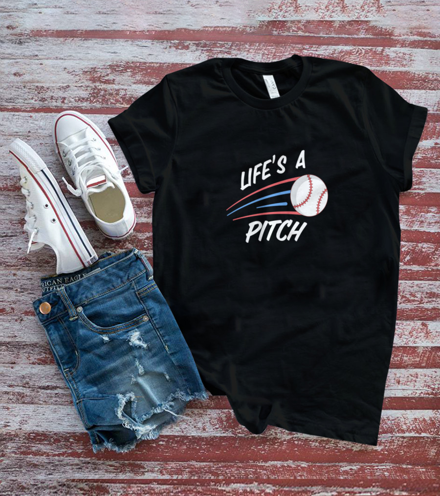 Life's A Pitch Baseball Spring Training Pitching Batting Baseball T-Shirt