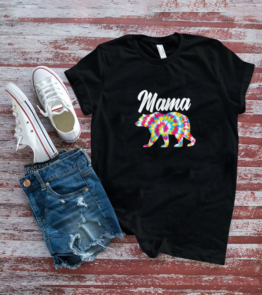 Mama Bear Tie Dye 90s Mom T-Shirt
