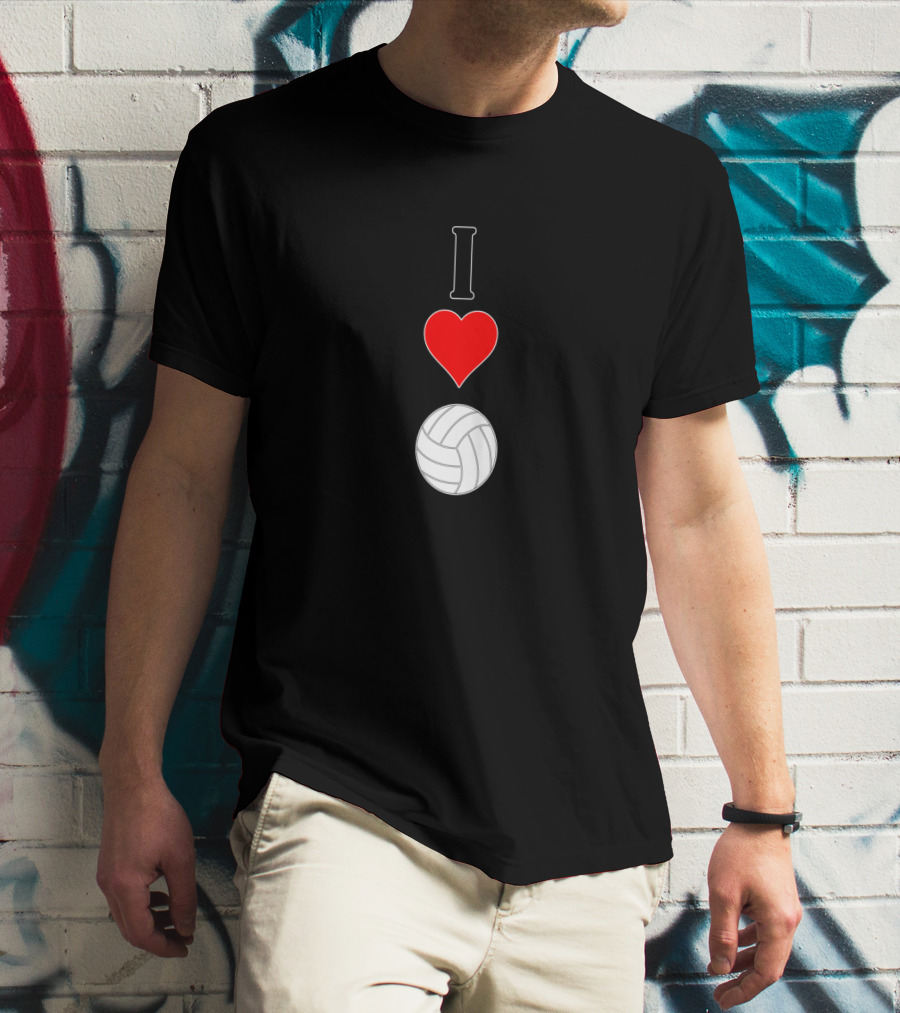 Vertical I Love Heart Volleyball T-Shirt