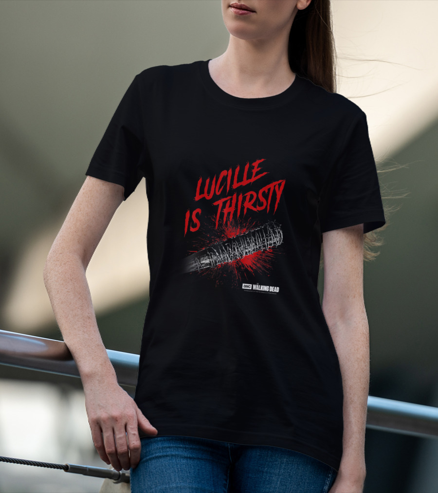 AMC Walking Dead Lucille Is Thirsty Bat With Blood Splatter T-Shirt