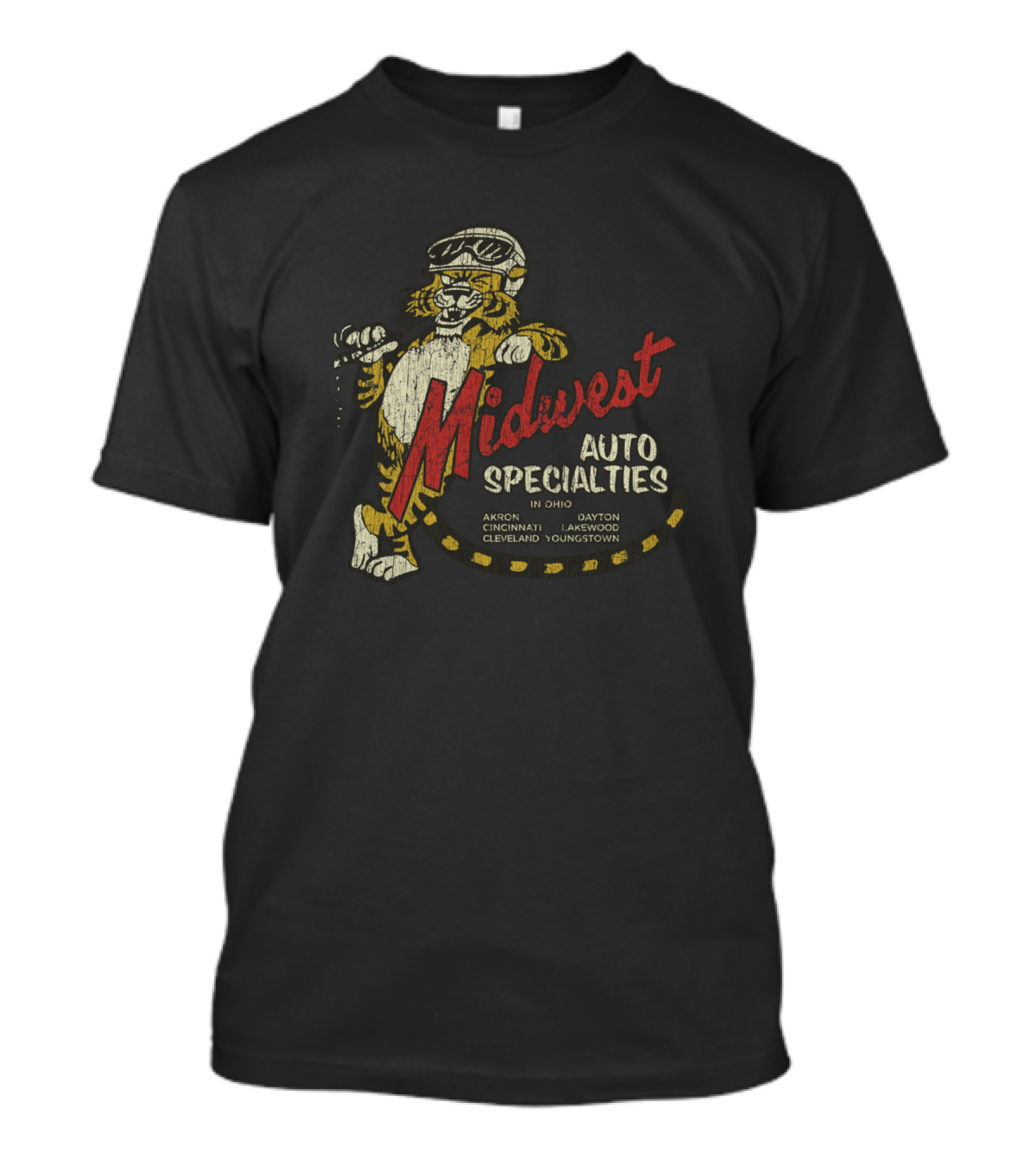 Midwest Auto Specialties Akron Cincinnati Cleveland Dayton Lakewood Youngstown Tiger Racing T-Shirt