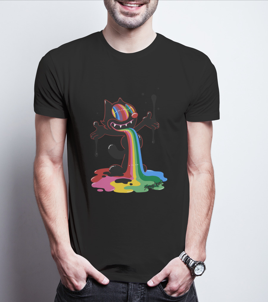 Felix The Cat Rainbow Splatter Art By Zed1 T-Shirt