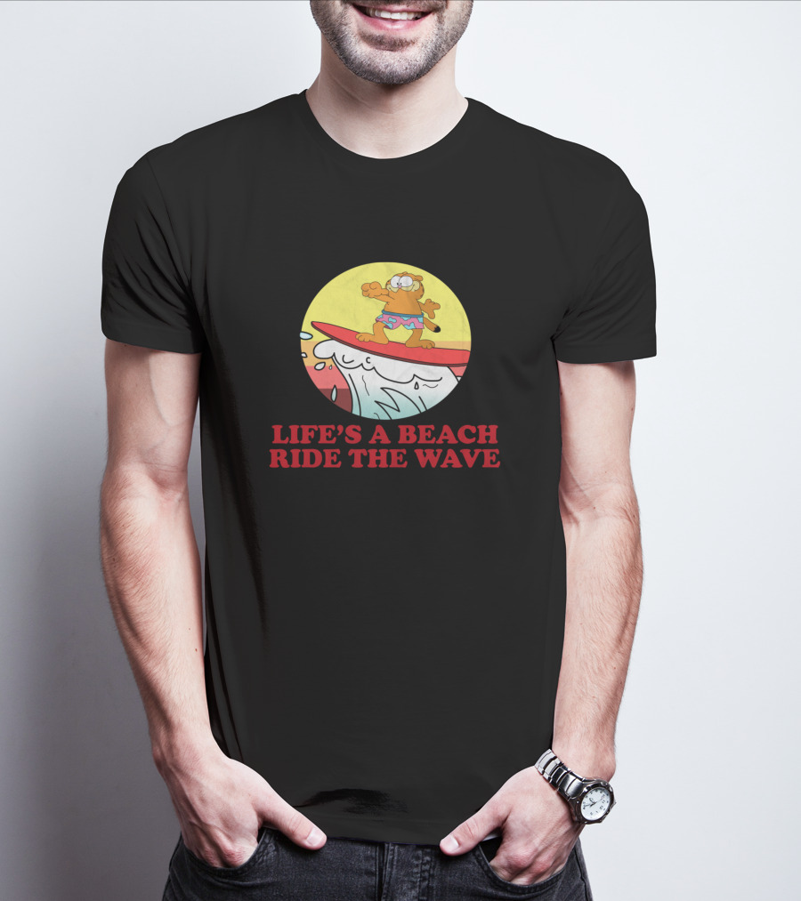 Garfield Surfing Adventure Life's A Beach Ride The Wave T-Shirt