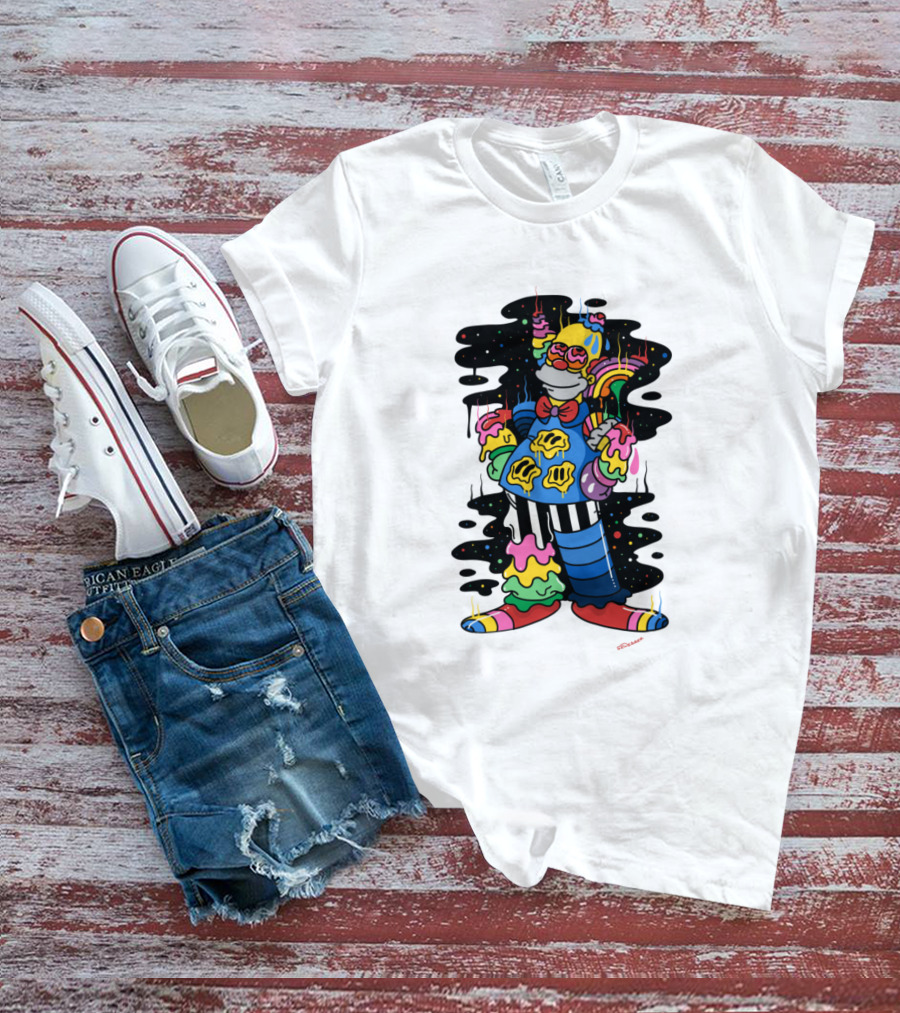 Krusty The Clown Psychedelic Groovy Neon Drip T-Shirt