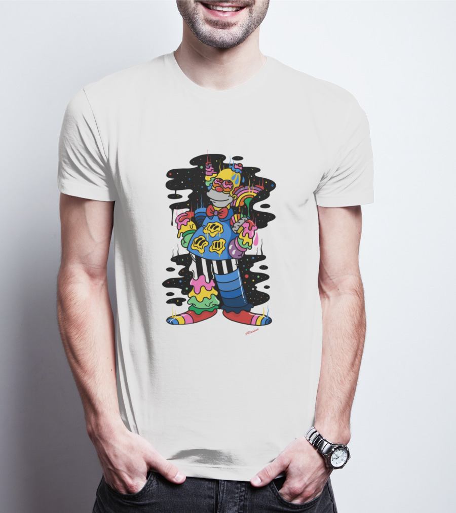 Krusty The Clown Psychedelic Groovy Neon Drip T-Shirt