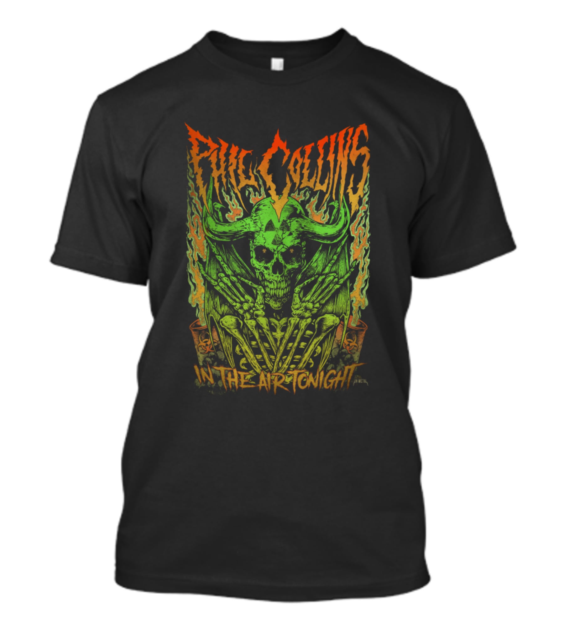 Phil Collins In The Air Tonight Flaming Skull T-Shirt