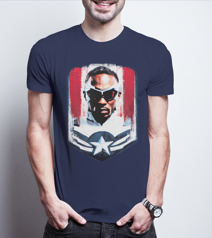 Marvel Captain America Sam Wilson Falcon Soldier Iconic Shield T-Shirt