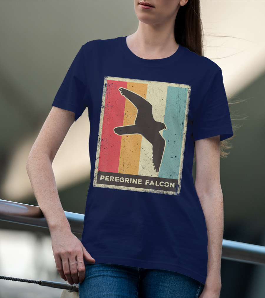 Peregrine Falcon Lover Vintage Animal Retro Stripes T-Shirt