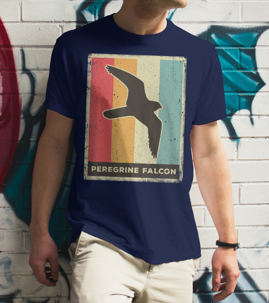 Peregrine Falcon Lover Vintage Animal Retro Stripes T-Shirt