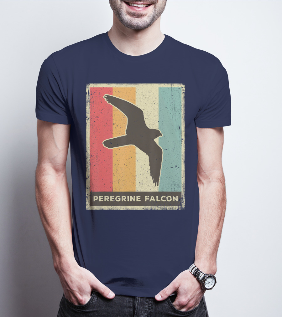 Peregrine Falcon Lover Vintage Animal Retro Stripes T-Shirt