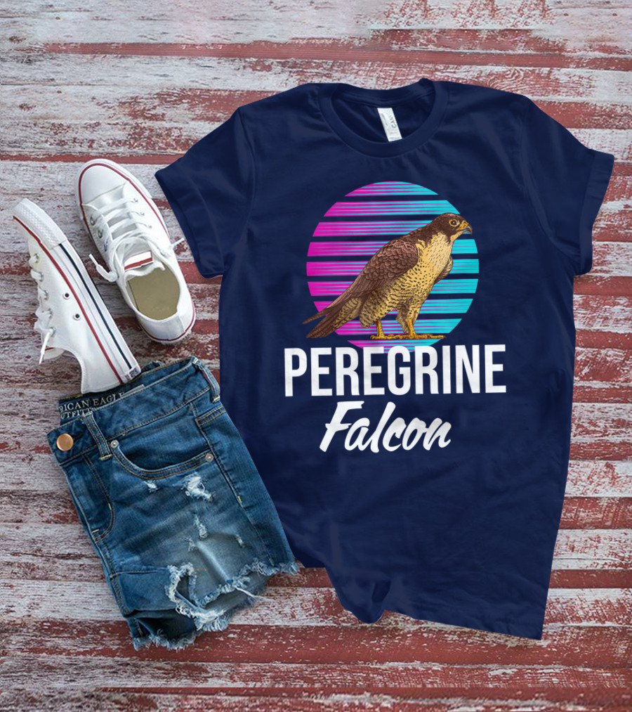 Peregrine Falcon Bird Retro Stripes Falcon Animal T-Shirt