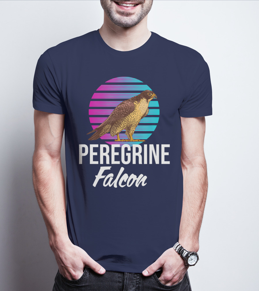 Peregrine Falcon Bird Retro Stripes Falcon Animal T-Shirt