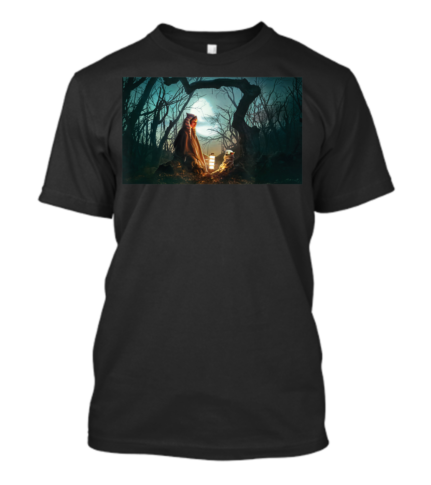 Star Wars The Mandalorian Ahsoka Grogu Jedi Ways Mysterious Forest Panel T-Shirt