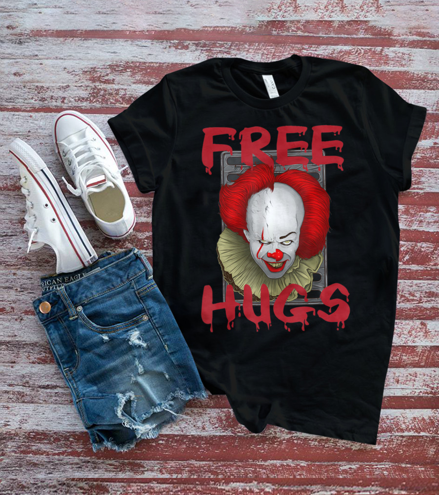 Free Hugs Halloween Evil Killer Scary Clown T-Shirt
