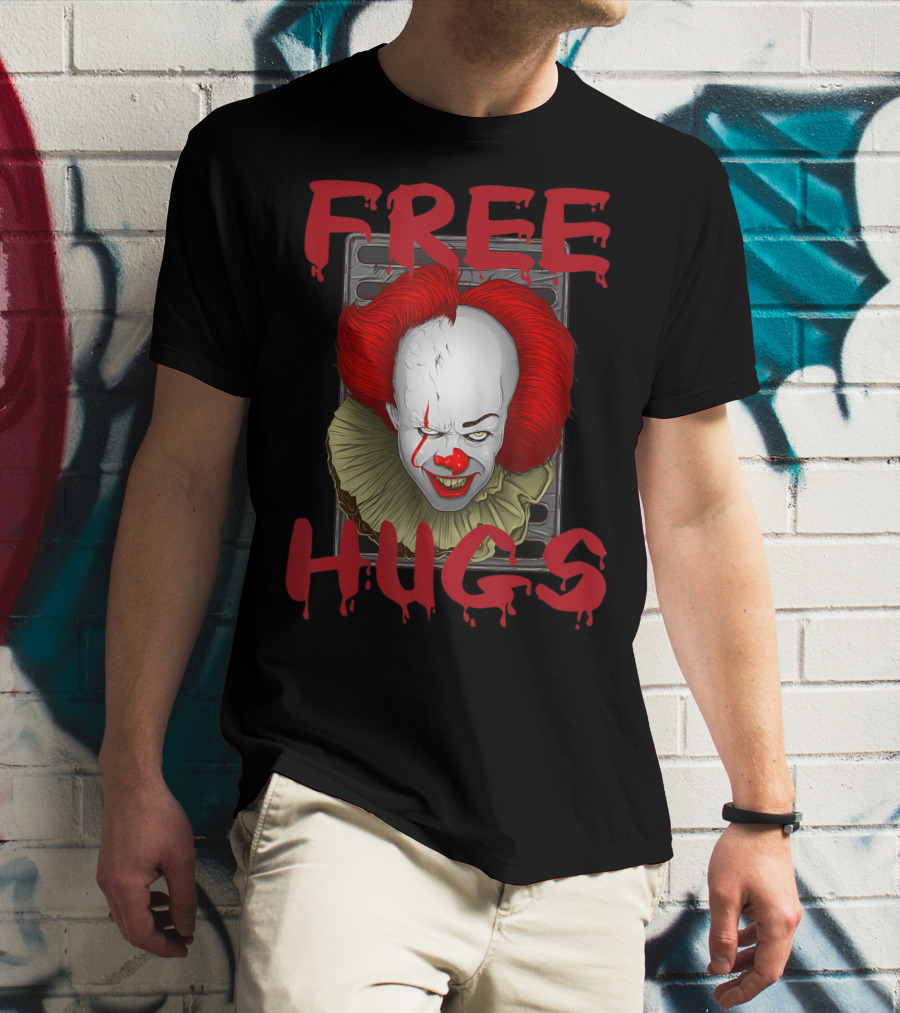 Free Hugs Halloween Evil Killer Scary Clown T-Shirt