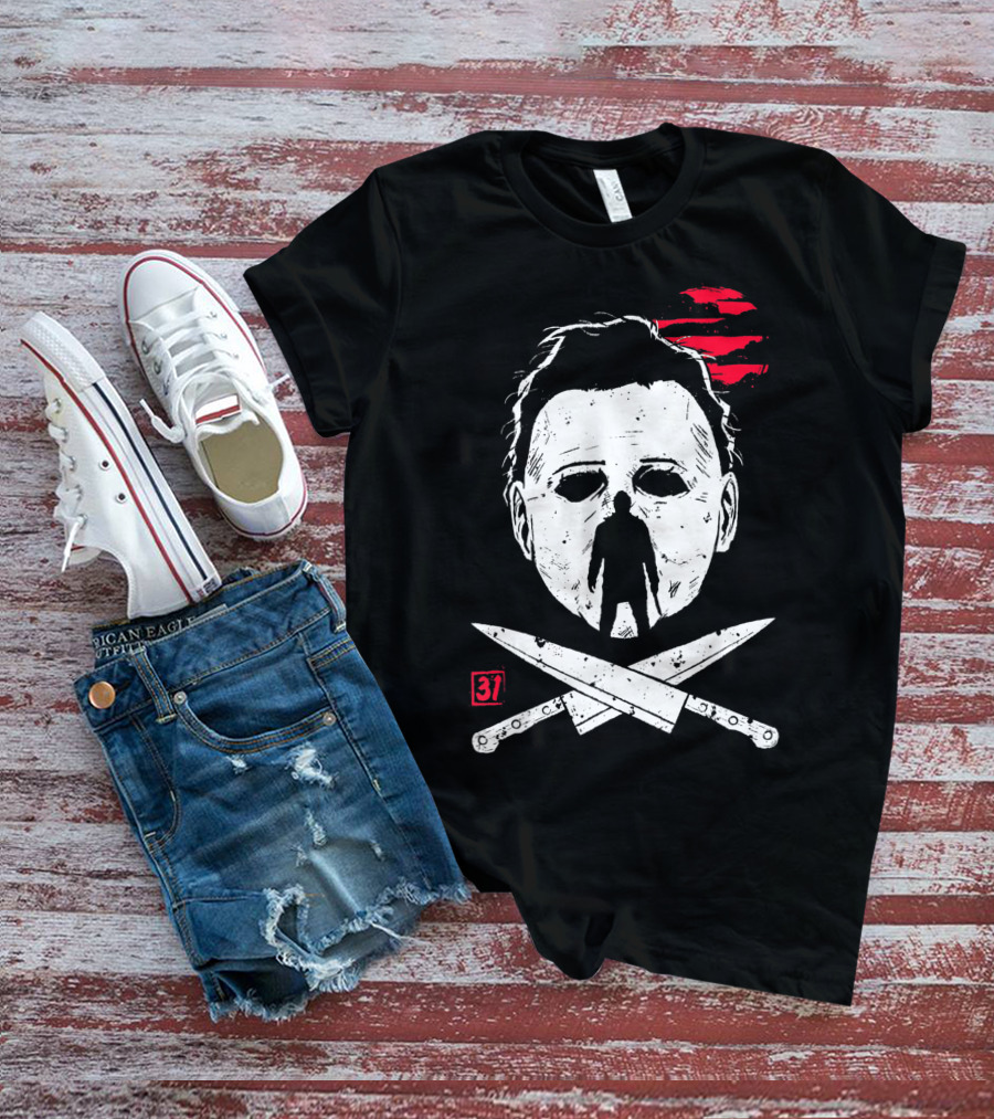Horror Friday Halloween 37 Michael Myers Mask Knives T-Shirt