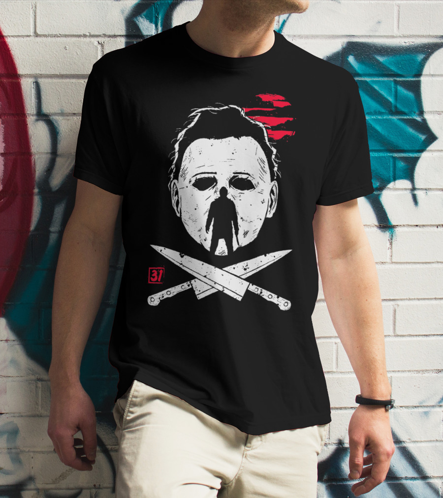 Horror Friday Halloween 37 Michael Myers Mask Knives T-Shirt