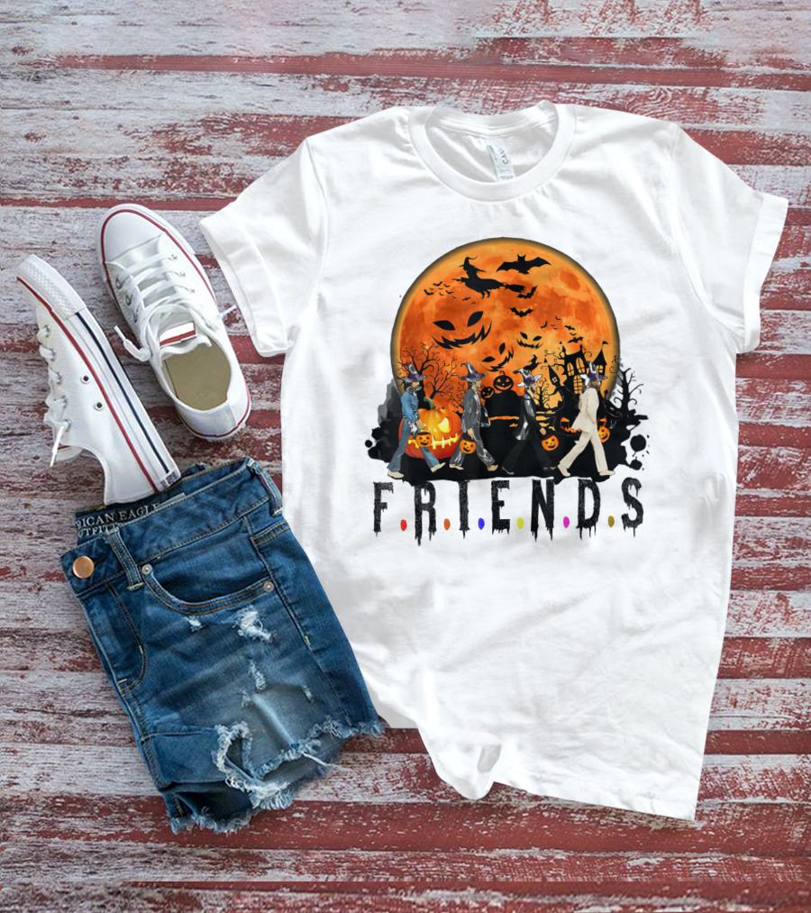 Halloween Friends Full Moon Walk With Characters Trick Or Treat T-Shirt