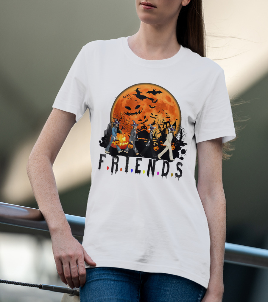 Halloween Friends Full Moon Walk With Characters Trick Or Treat T-Shirt