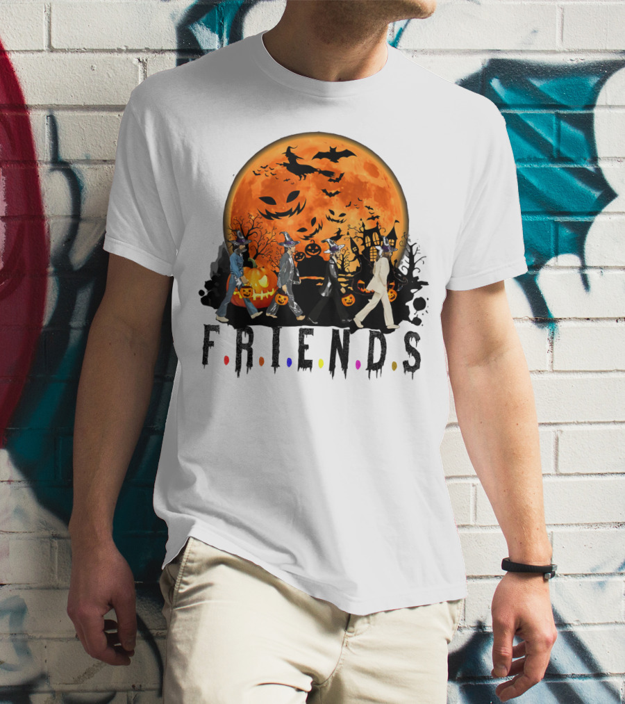 Halloween Friends Full Moon Walk With Characters Trick Or Treat T-Shirt