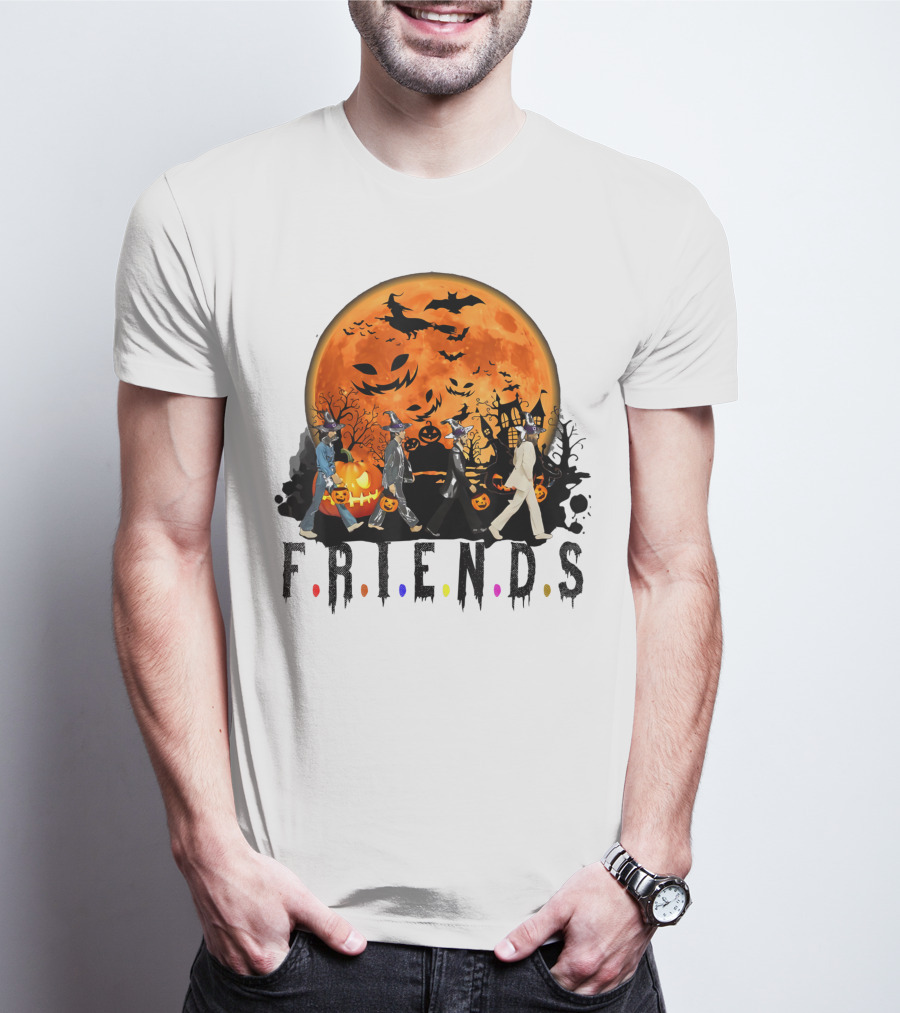 Halloween Friends Full Moon Walk With Characters Trick Or Treat T-Shirt