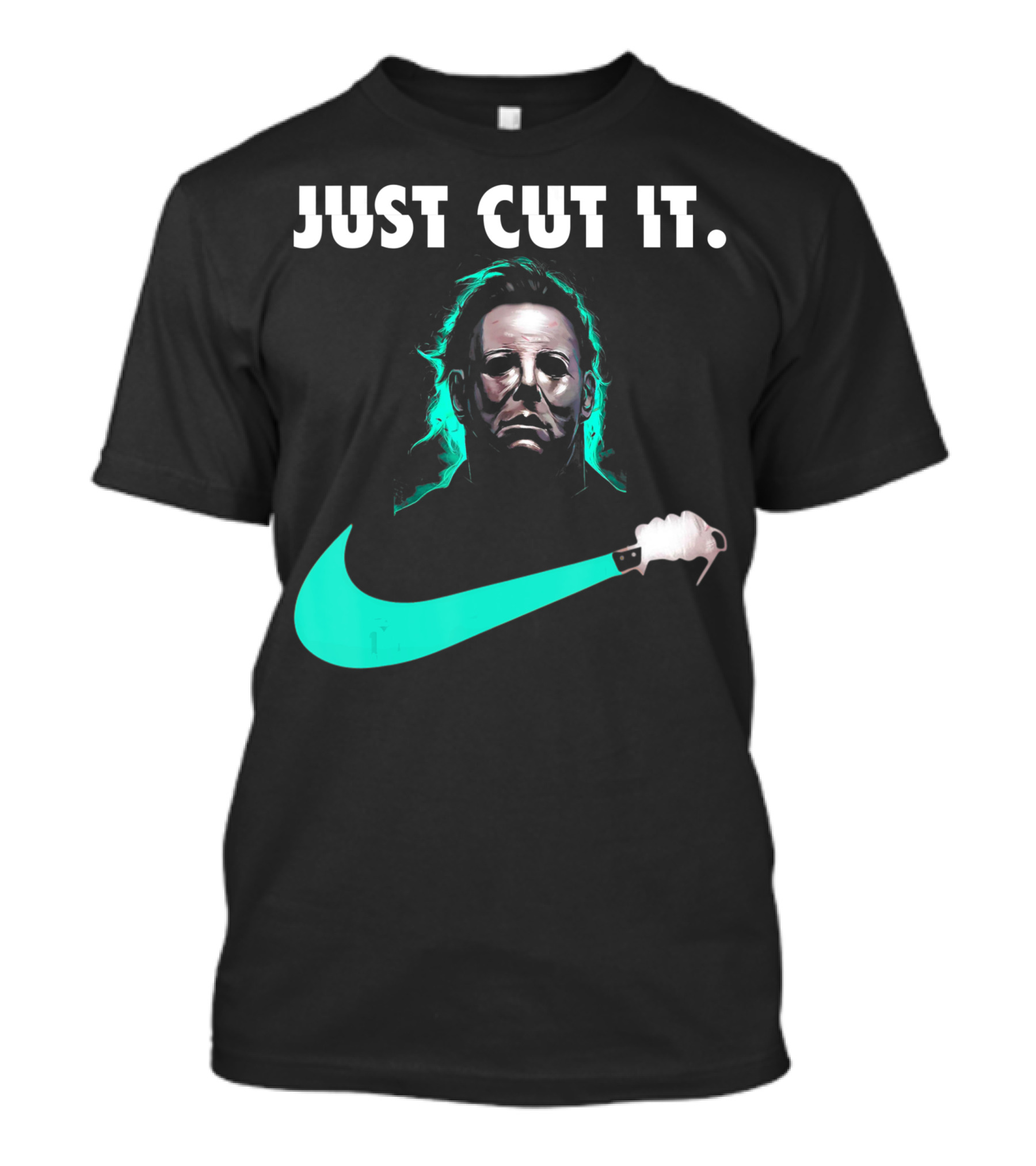 Just Cut It Horror Vintage Halloween Michael Myers Knife Swoosh T-Shirt