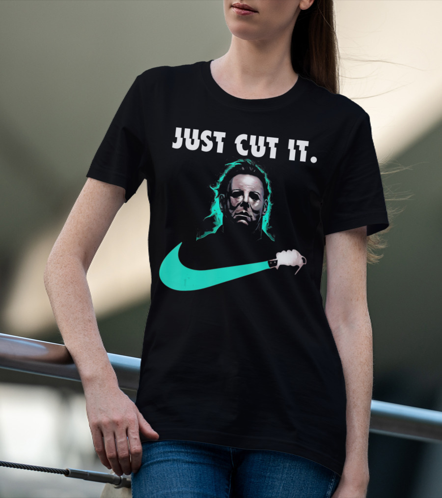 Just Cut It Horror Vintage Halloween Michael Myers Knife Swoosh T-Shirt