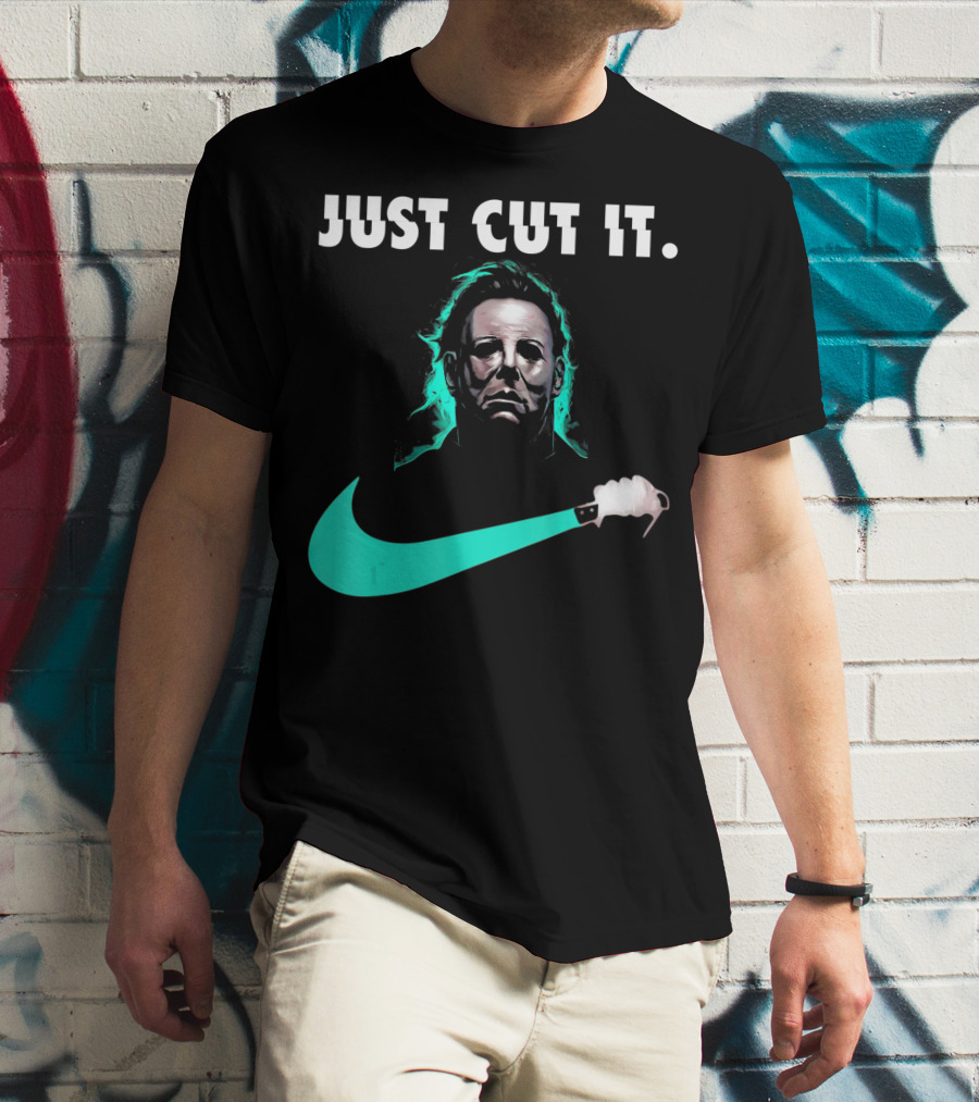 Just Cut It Horror Vintage Halloween Michael Myers Knife Swoosh T-Shirt