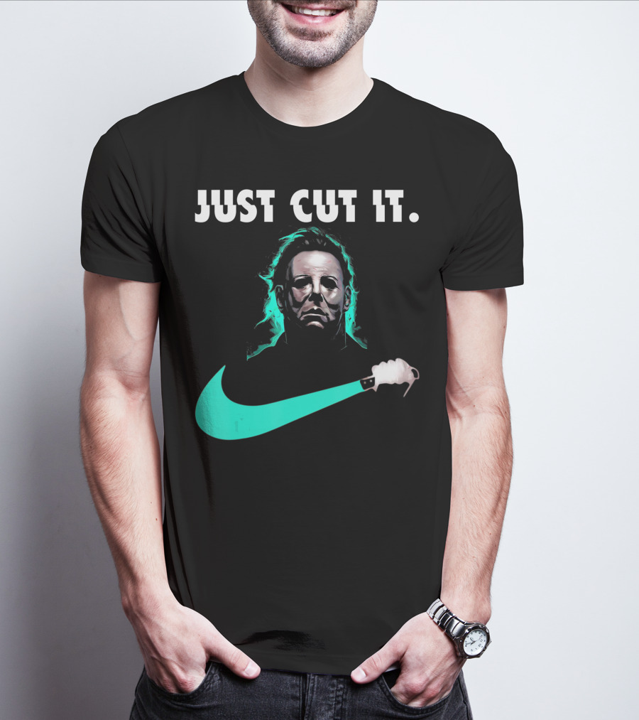 Just Cut It Horror Vintage Halloween Michael Myers Knife Swoosh T-Shirt