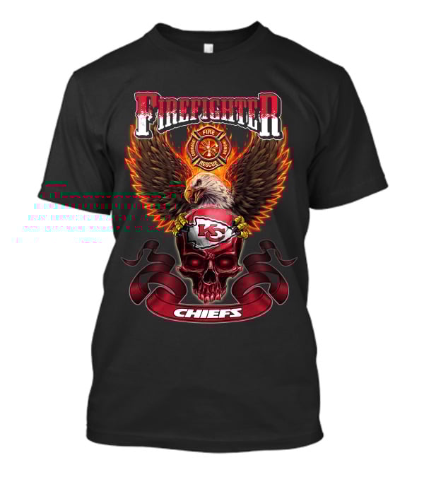 Firefighter Fire Rescue Kansas City Chiefs Chiefs Eagle Skull T-Shirt