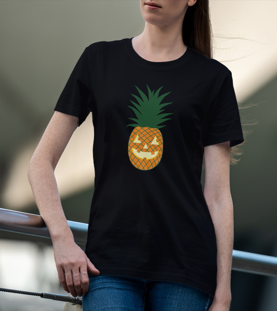 Carved Pineapple Jack-o'-Lantern Halloween Hawaiian T-Shirt