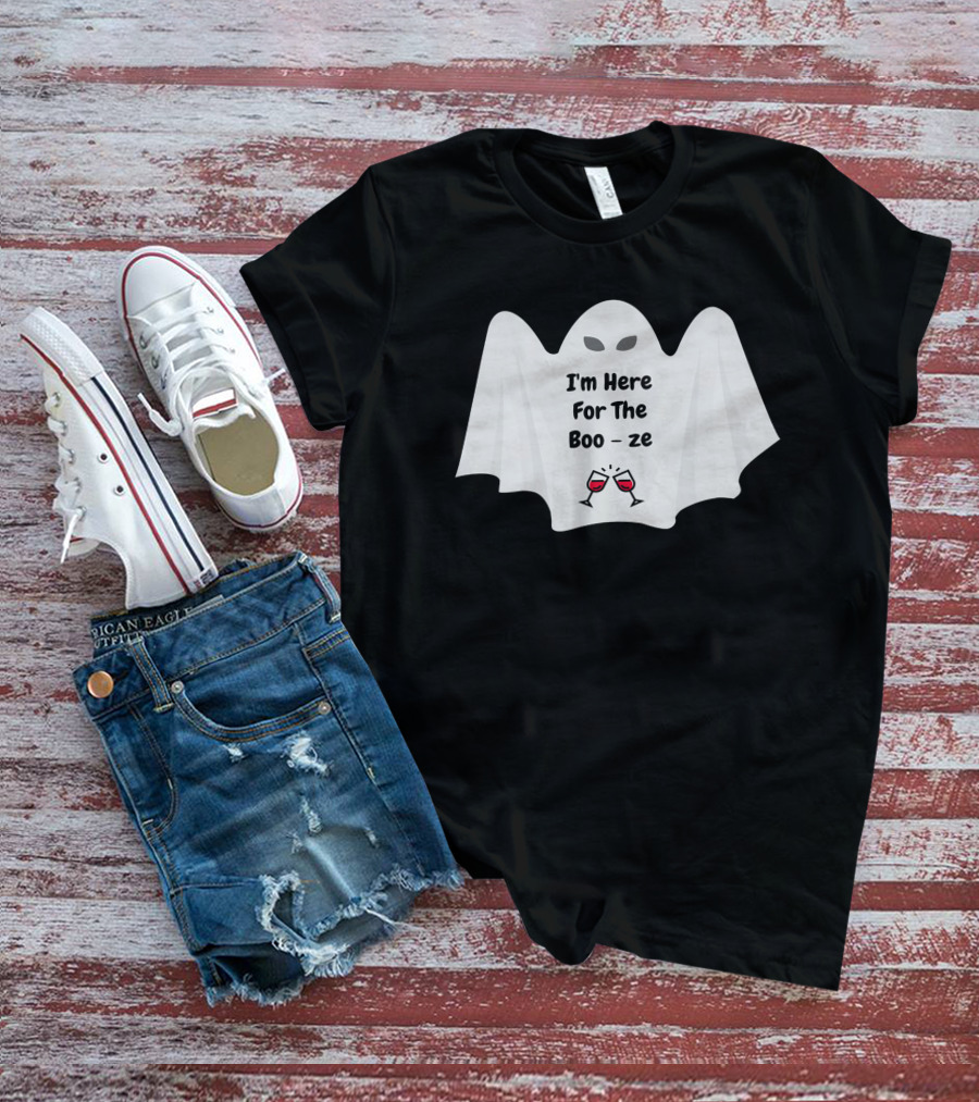 I'm Here For The Boo-ze Halloween Ghost T-Shirt