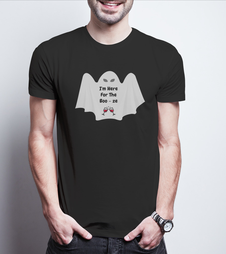 I'm Here For The Boo-ze Halloween Ghost T-Shirt