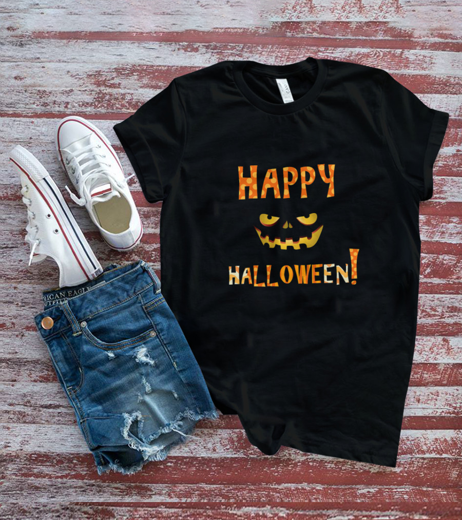 Happy Halloween Jack-o'-Lantern Face T-Shirt