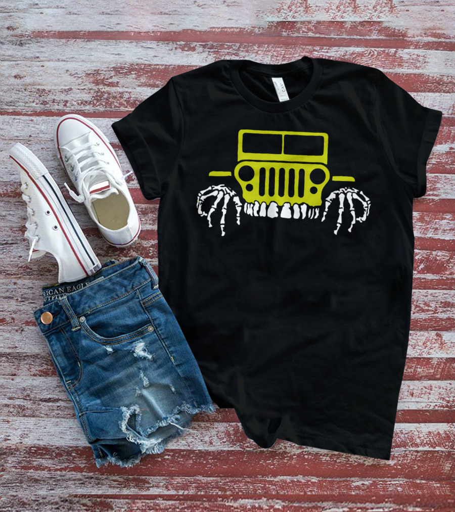Halloween Jeep With Skeleton Wheels T-Shirt