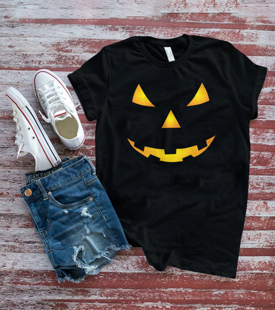 Halloween Pumpkin Face Glowing Smile T-Shirt