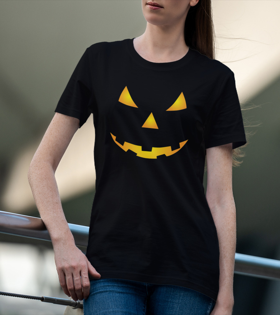 Halloween Pumpkin Face Glowing Smile T-Shirt