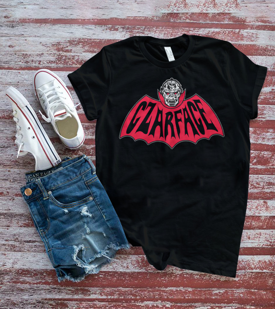CZARFACE Red Text Bat Design With Metallic Skull T-Shirt