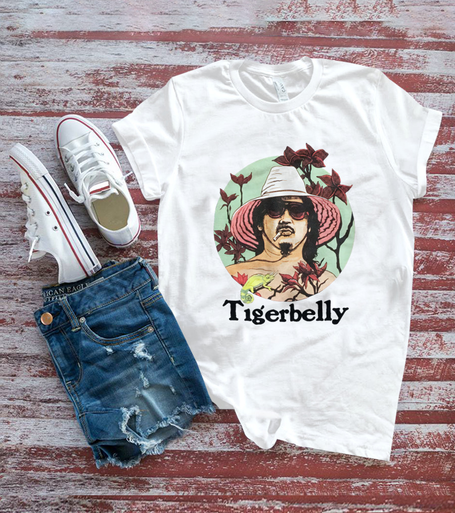 Tigerbelly Tropical Hat Person Surrounded By Flowers And Lizard T-Shirt