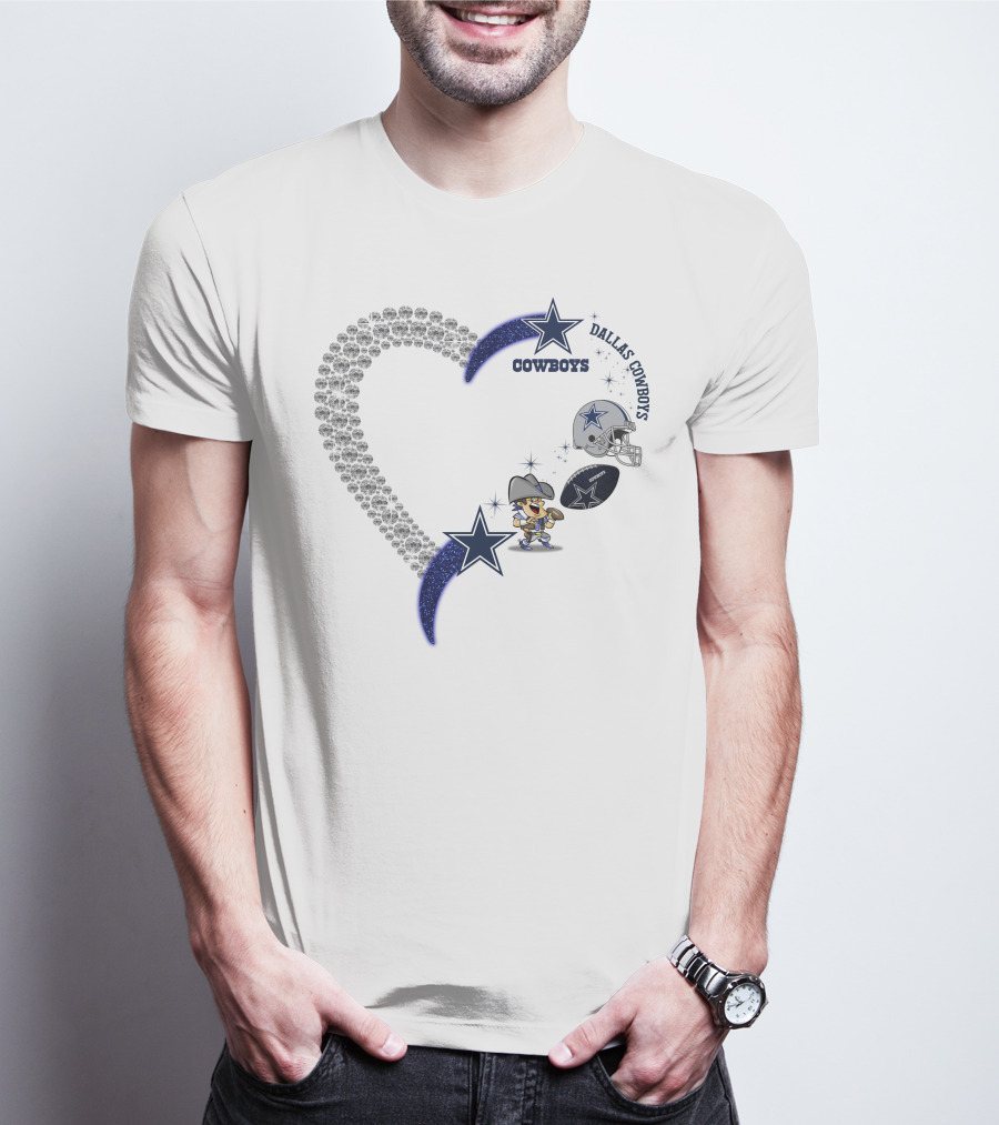 Dallas Cowboys Heart Logo With Star And Helmet T-Shirt