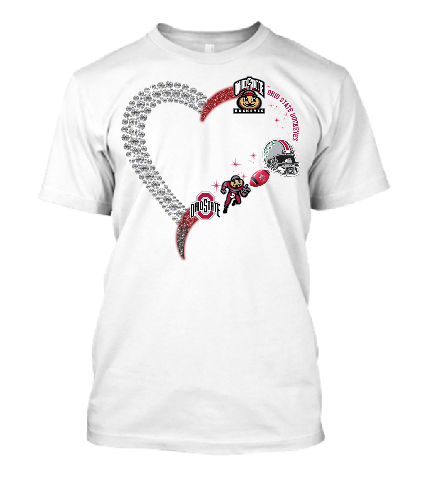 Ohio State Buckeyes Heart Brutus 1908 Football Helmet T-Shirt