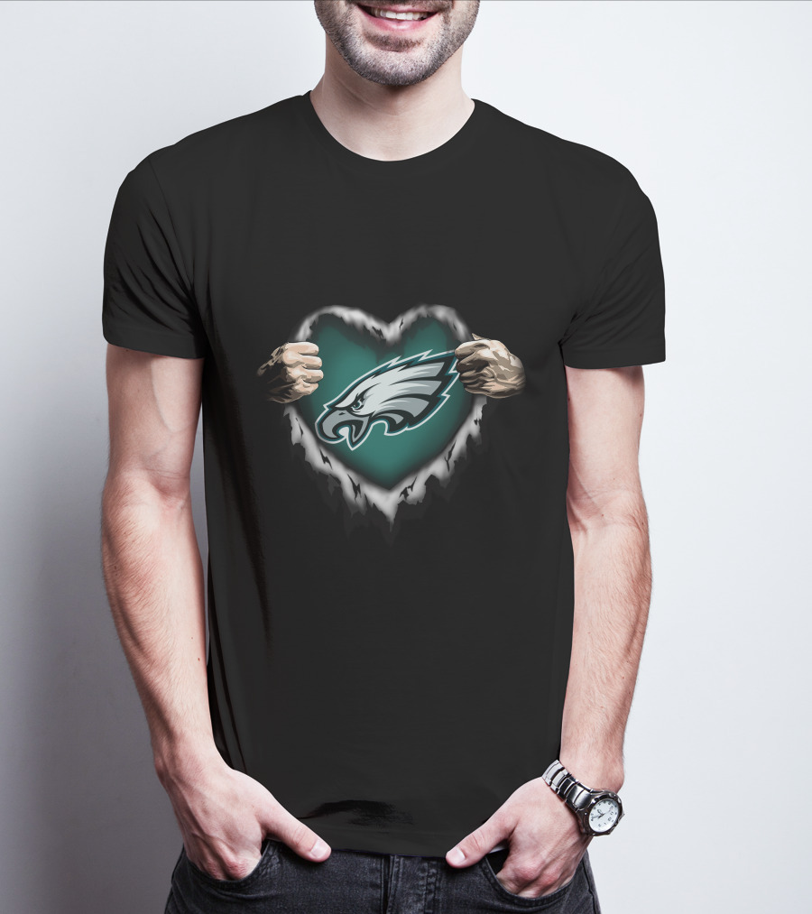 Philadelphia Eagles Heart Ripped Open T-Shirt