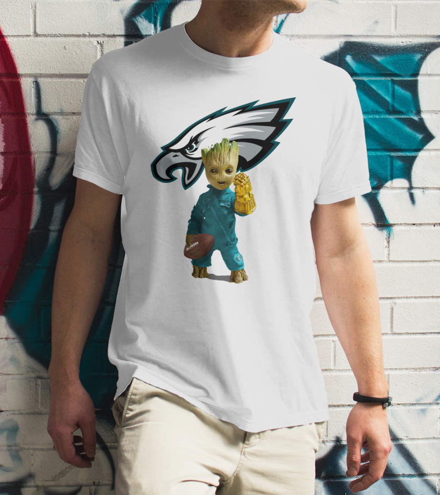 Philadelphia Eagles Baby Groot Infinity Gauntlet Football T-Shirt