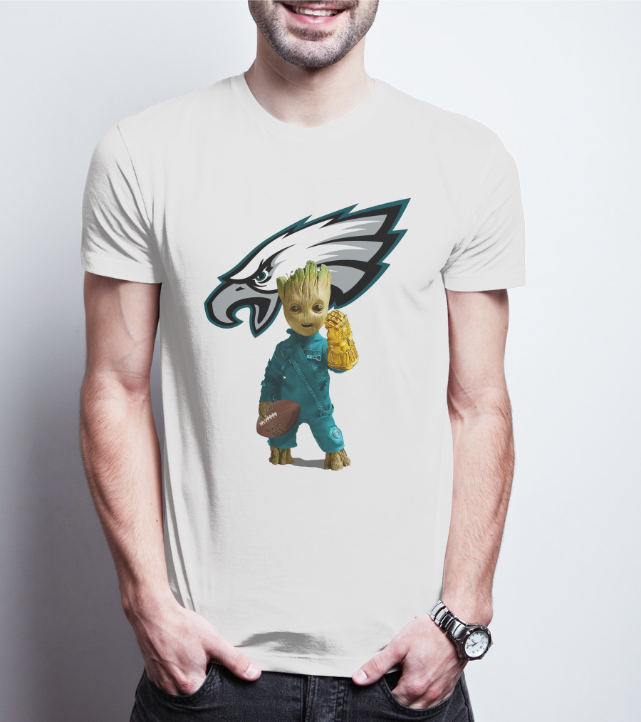 Philadelphia Eagles Baby Groot Infinity Gauntlet Football T-Shirt