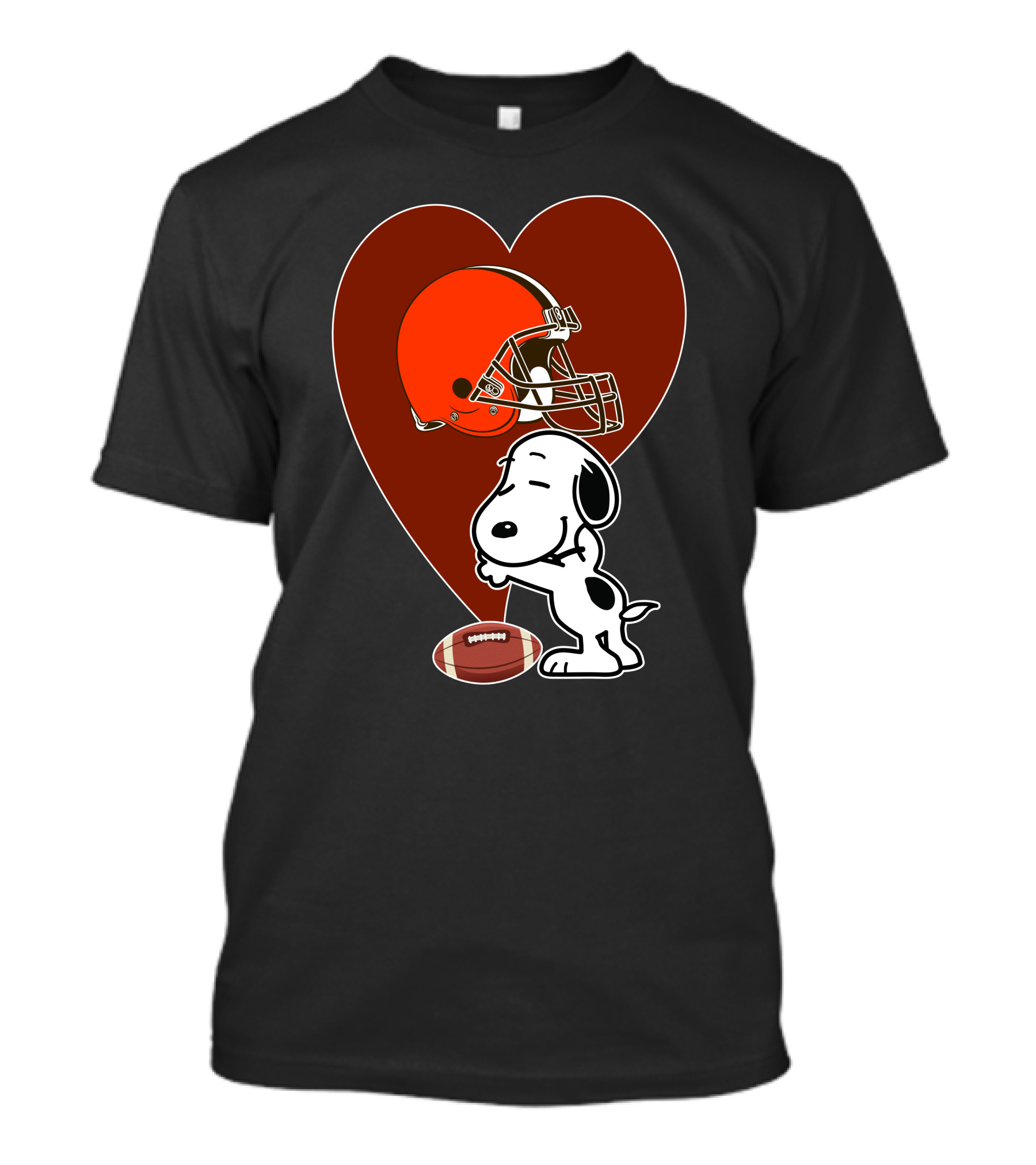 Cleveland Browns Snoopy Heart Football Helmet Hug T-Shirt