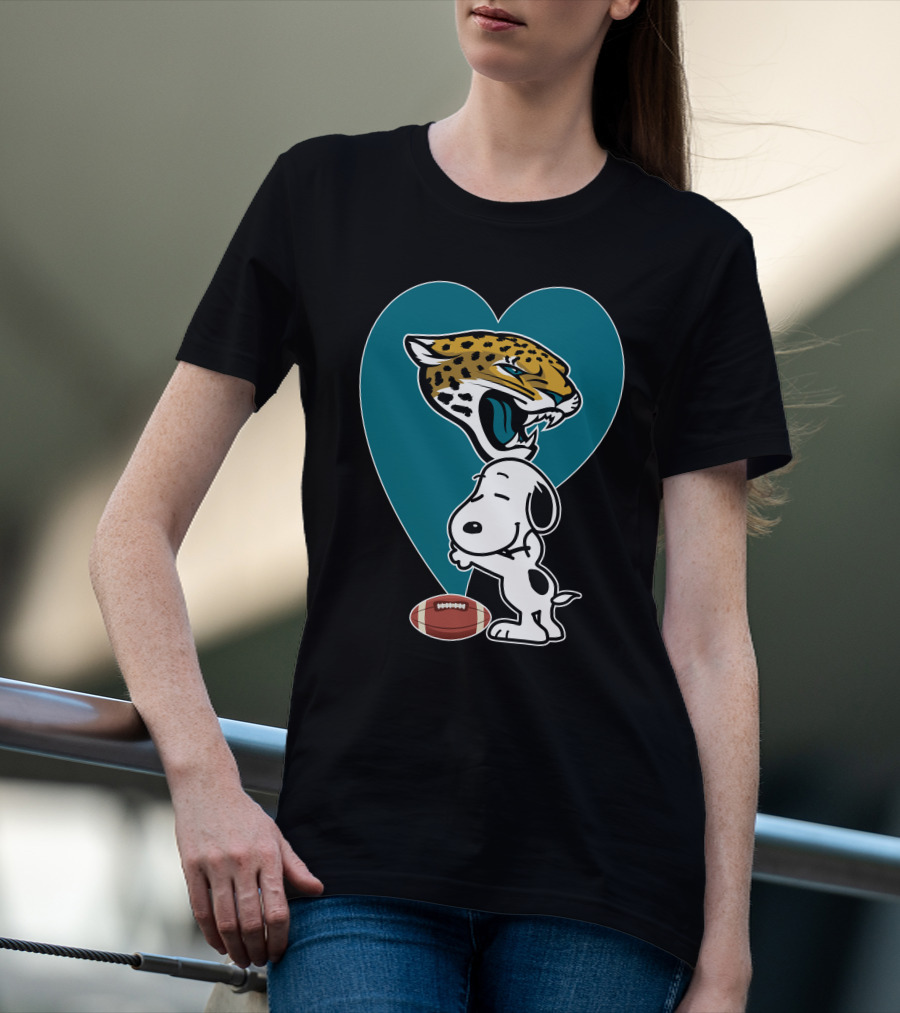 Jacksonville Jaguars Snoopy Heart Football Hug T-Shirt