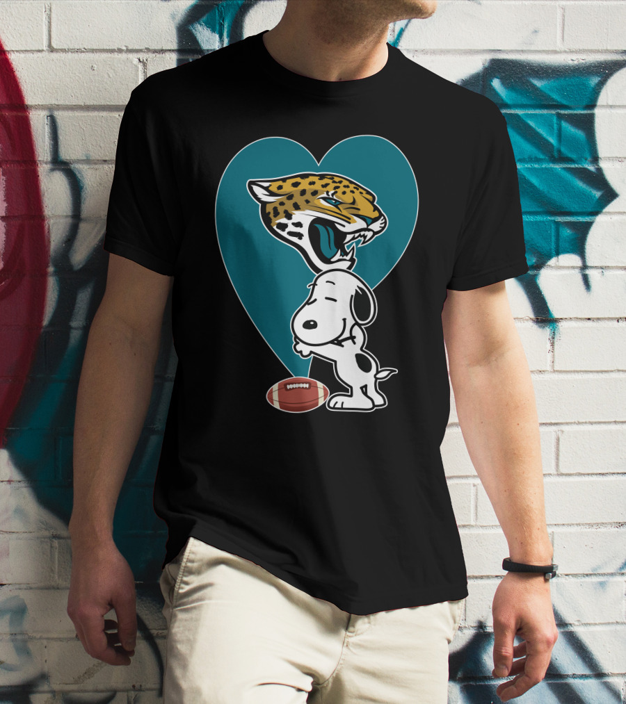 Jacksonville Jaguars Snoopy Heart Football Hug T-Shirt